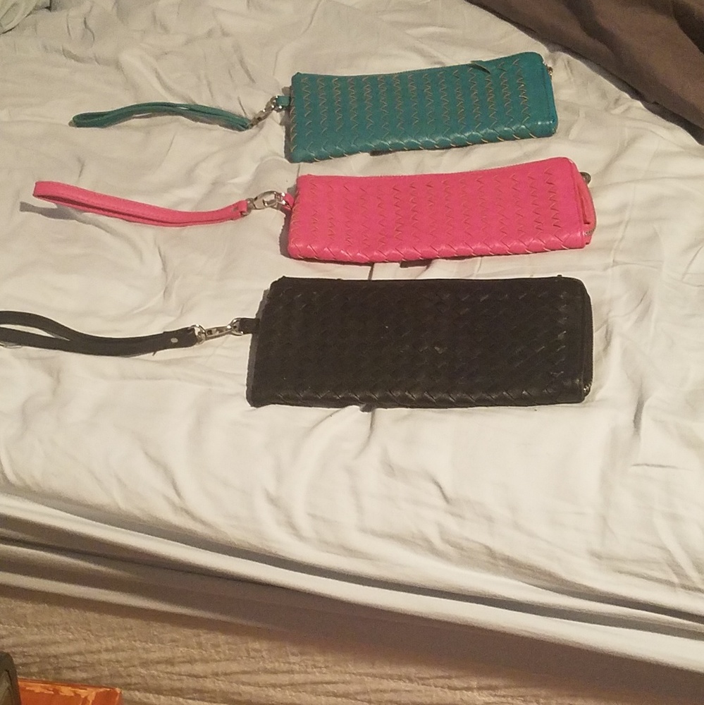 Woven Faux Leather Wristlet